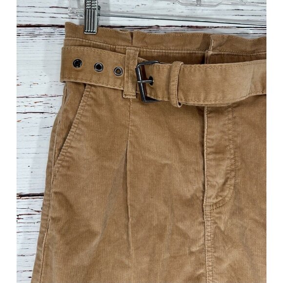 Express Corduroy Skirt Womens Teen Size 6 Brown Tan High Rise Belted Pockets - Picture 3 of 11